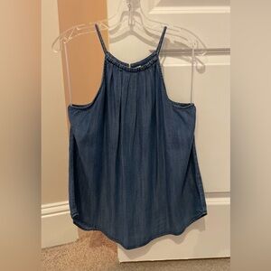 Like New Condition. Dark Denim-look Chambray Halter Neck Tank Top. Size S.